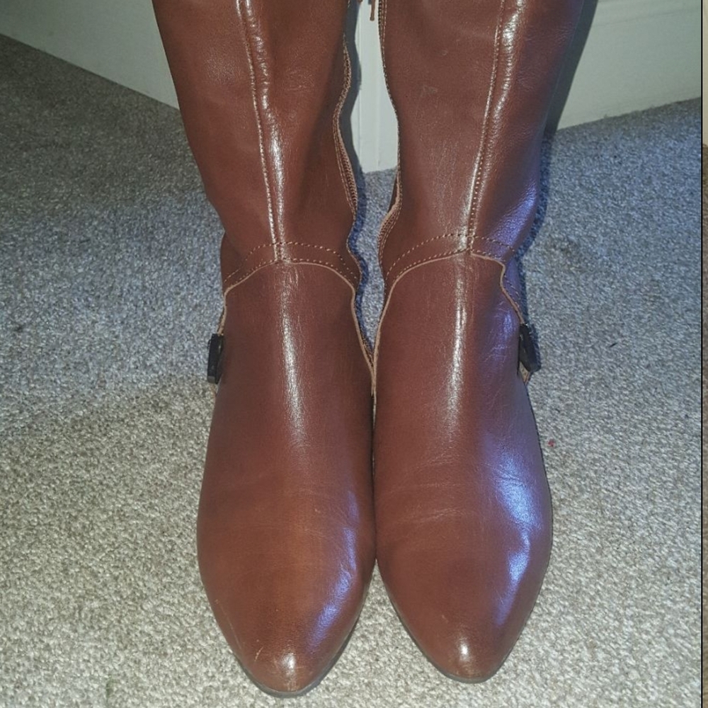 Calvin Klein Chestnut Wedge Heeled Boots
